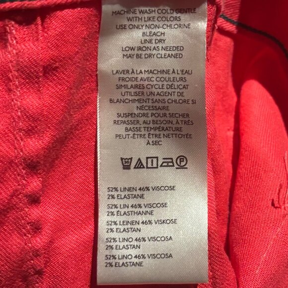 Maeve Anthropologie The Colette Linen Blend Wide-Leg Crop Pants Sz 18W Geranium - Picture 8 of 8